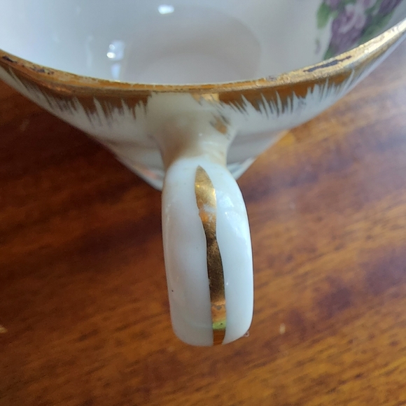 ESD Japan Hand Painted Purple Floral Teacup Only Gold Rimmed Vintage - Picture 4 of 8